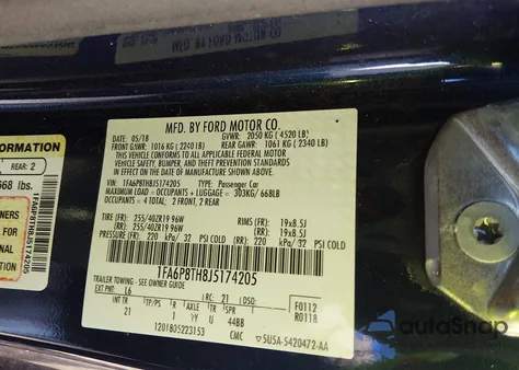 2018 Ford Mustang Ecoboost from USA, damaged, VIN 1FA6P8TH8J5174205